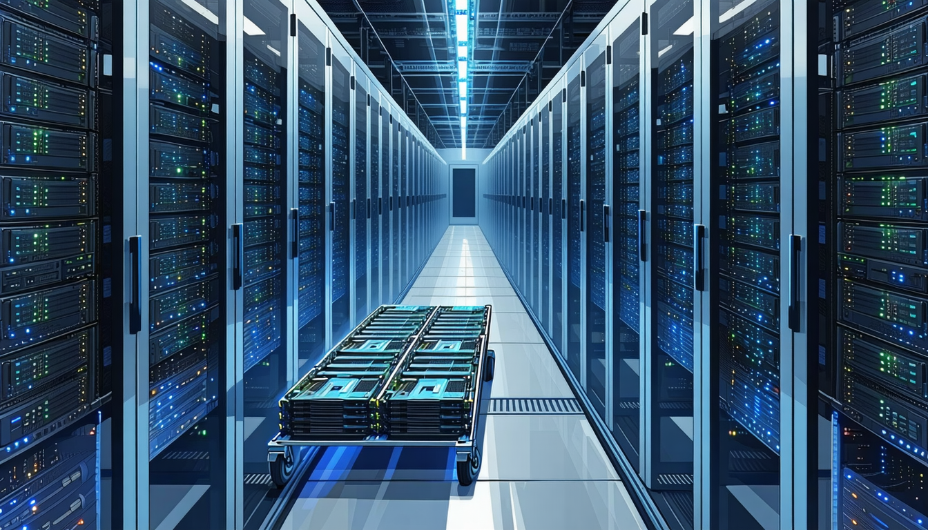 Illustration accompanying Meta's data center robot pilots aim at the headcount its own AI buildout created