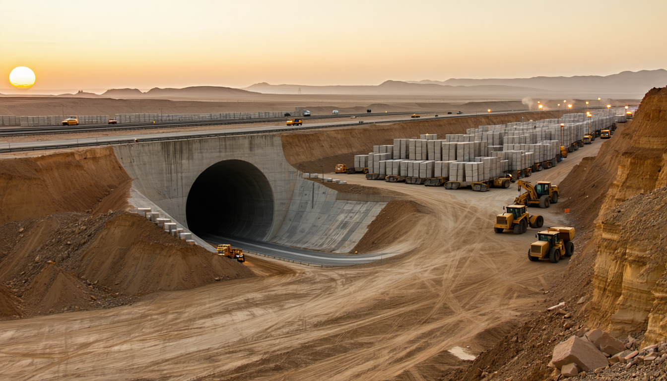 Illustration accompanying The UAE's $3bn buys about 13 per cent of a tunnelling company with one public loop