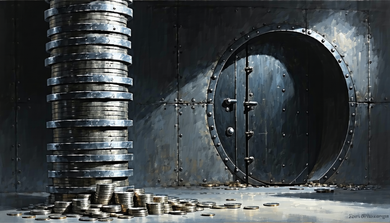 Illustration accompanying Fed's tiered stablecoin surcharge drops to 1% on coins past $50 billion