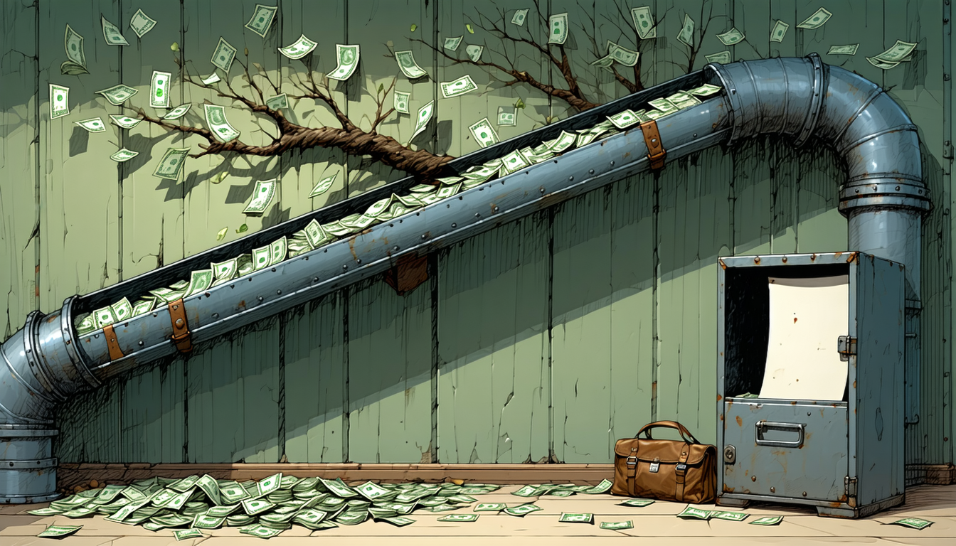 Illustration accompanying SEC's new pre-IPO fraud cases trace investor money away from the deals it was raised for