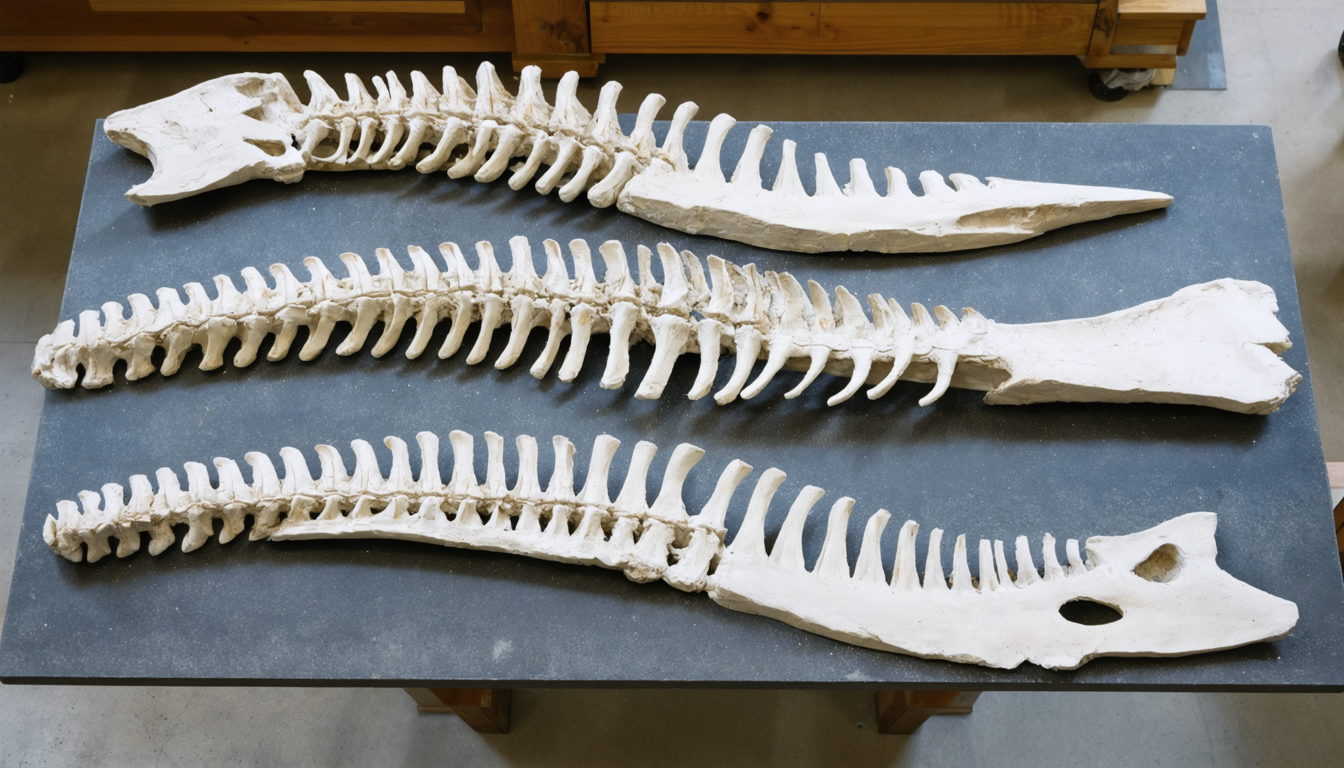 Illustration accompanying Tail physics sorts four mosasaurs into ambush sprinters and open-water chasers