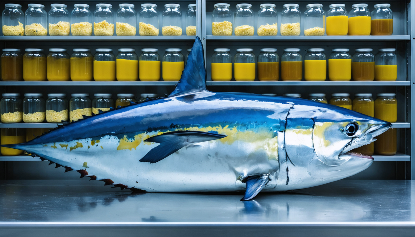 Illustration accompanying WWF's Living Planet Report sets bluefin tuna's UK comeback against a 73% average wildlife decline