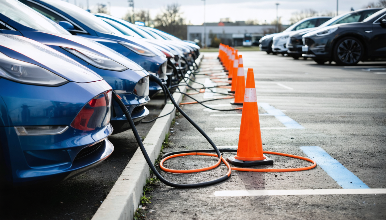 Illustration accompanying US EV sales in the latest quarter sit about 174,000 units below the Q3 2025 rush