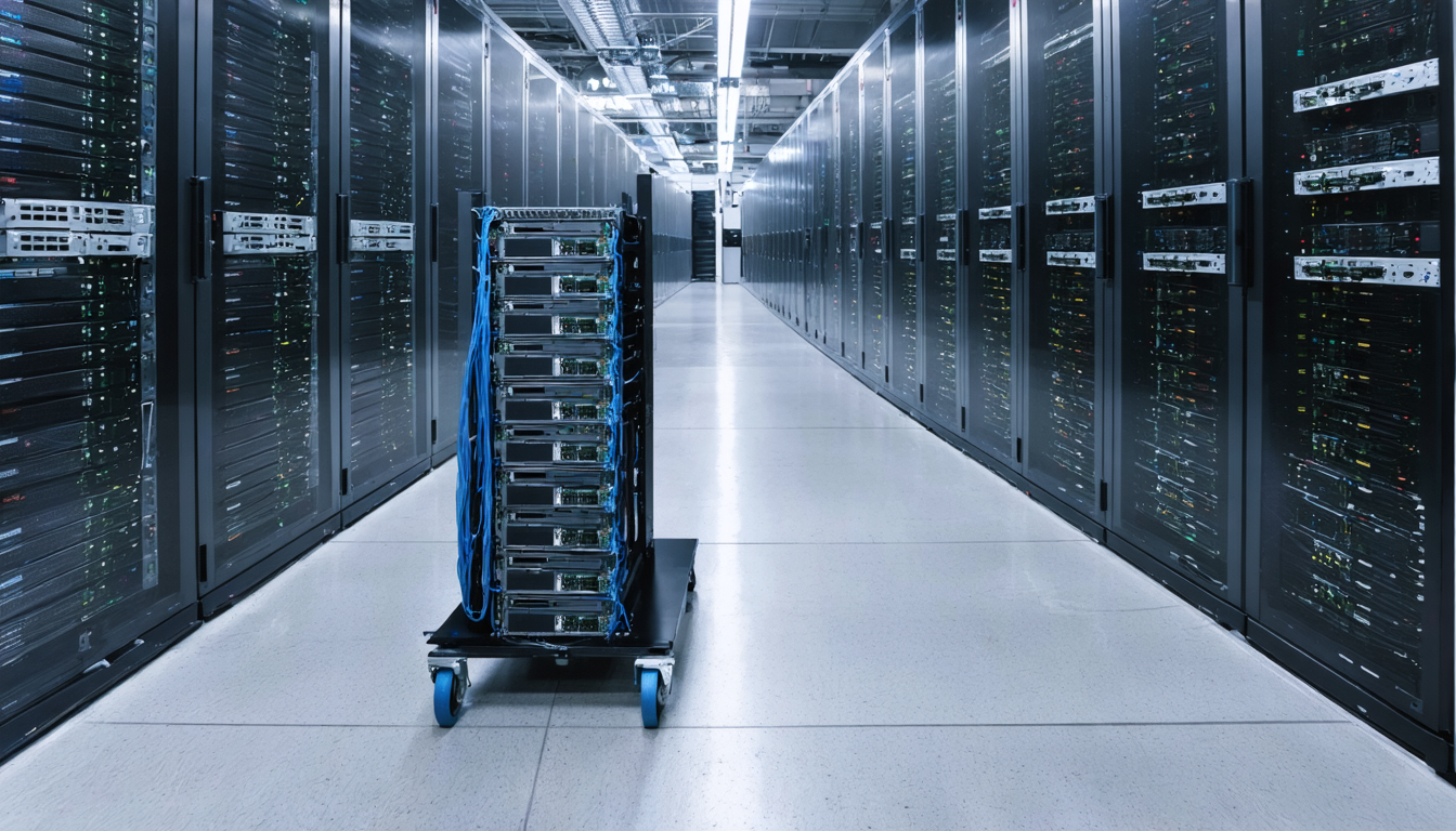 Illustration accompanying Mueon raises $65M Series A for a stacked server it says is up to 10x more efficient
